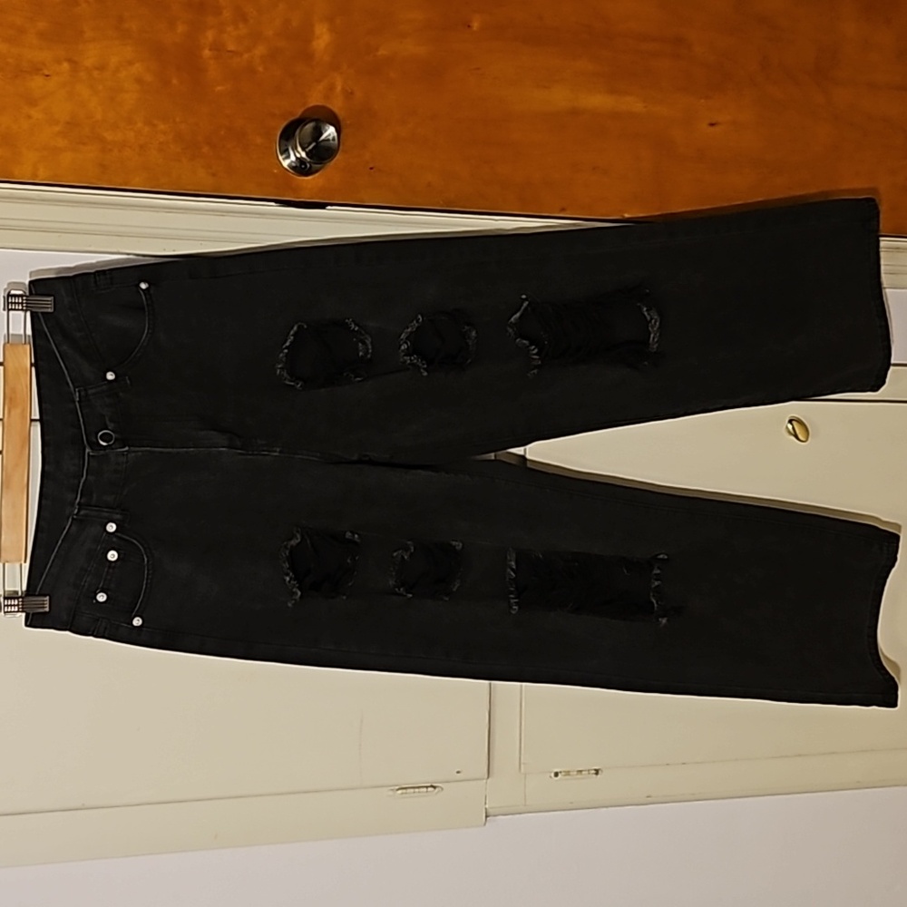 NWT Distressed Wide-leg Jeans L